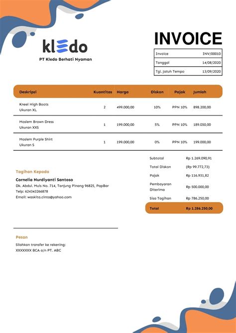 8 Contoh Invoice Tagihan Dan Fungsinya