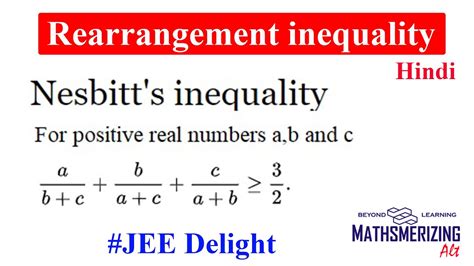 JEE Delight Rearrangement Inequality Nesbitt S Inequality A B C