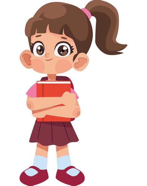 Little Schoolgirl With Book 24087986 Png