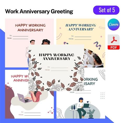 Work Anniversary Greeting Printable Template Pdf Word Work