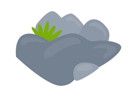 Premium Vector Rocks With Grass Flat Icon Landscape Elements