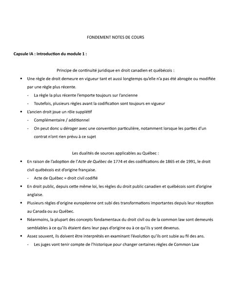 Fondement Notes De Cours FONDEMENT NOTES DE COURS Capsule IA