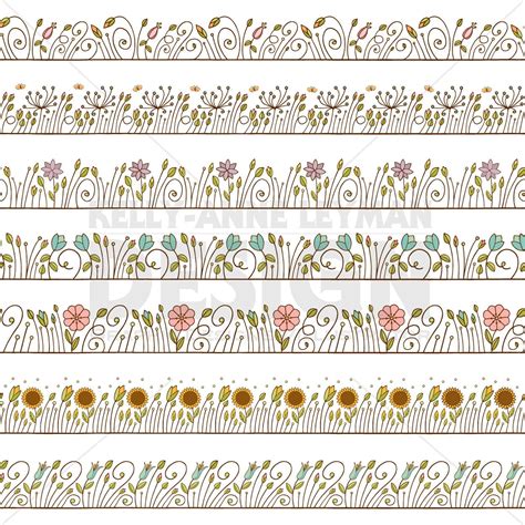 Doodle Floral Digitale Rand Clipart Digitale Frame Clip Art Naadloze