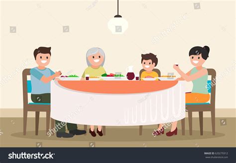 Family Dinner Vector Illustration Cartoon Characters Stock Vector (Royalty Free) 620279312 ...