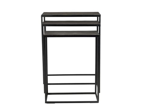 Jonas Set De 3 Tables Gigognes Rectangulaires Aluminium Noir Pieds