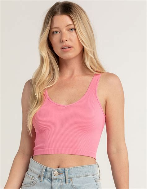 Tillys Seamless V Neck Womens Rib Tank Top Pink Tillys In 2024