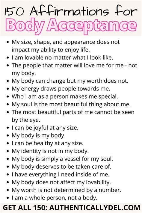 150 Positive Affirmations For Body Image Authentically Del