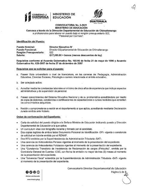 Convocatoria No.2 2021 Chimaltenango | PDF