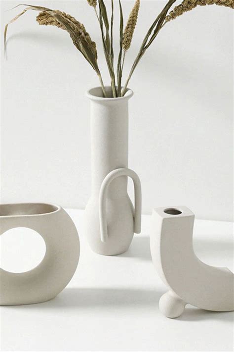 Ceramic Minimalist Vase White Rustic Matte Ceramic Vase Handmade