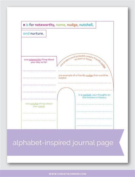 N Is For Noteworthy Printable Guided Journal Page By Christie Zimmer