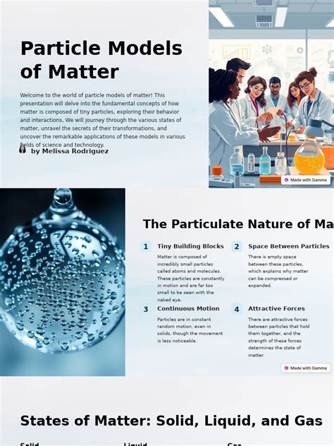 particle models  matter