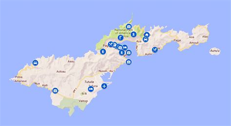 Large Map Of Tutuila Island American Samoa With Other Marks American