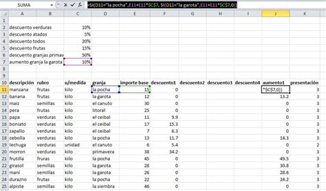 Excel Formula Para Aplicar Descuento Con Descripcion De 2 Celdas