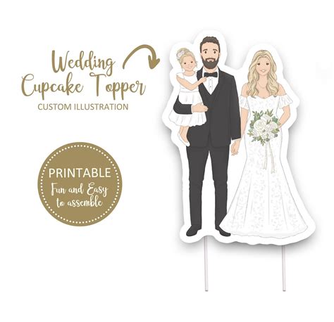 Wedding Couple Printable Cake Topper Bride And Groom Cake Topper