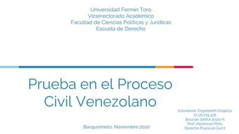 Prueba En El Proceso Civil Venezolano Ppt