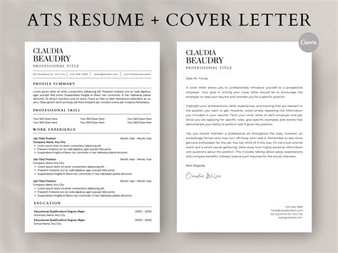 Ats Friendly Resume And Cover Letter Template Ats Compatible Resume