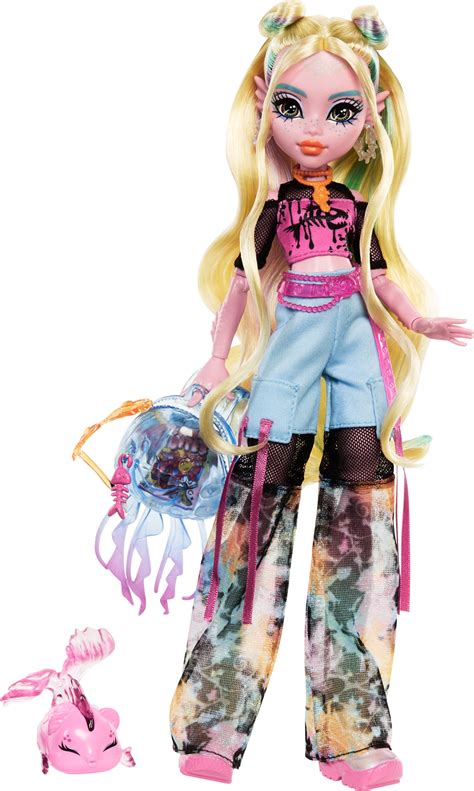 Monster High Lagoona Blue Fashion Doll In Mesh Tee With Pet Neptuna And