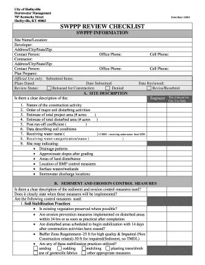 Fillable Online Swppp Checklist Shelbyville Kentucky Fax Email Print