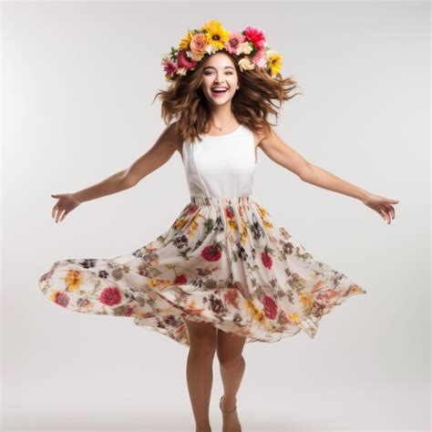 Premium Photo Woman Wearing Dress With Flower Crown