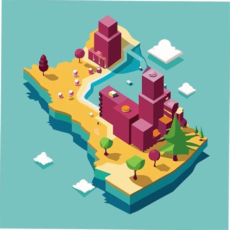 Isometric 3D Qatar Map Stylized Vector Map Illustration With Cities