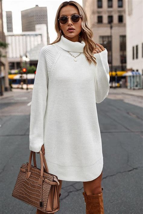 Love Kuza Chunky Knit Turtleneck Sweater Dress Love Kuza