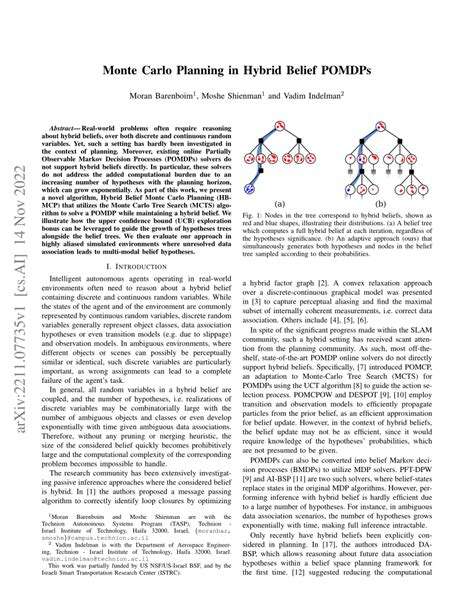 Pdf Monte Carlo Planning In Hybrid Belief Pomdps