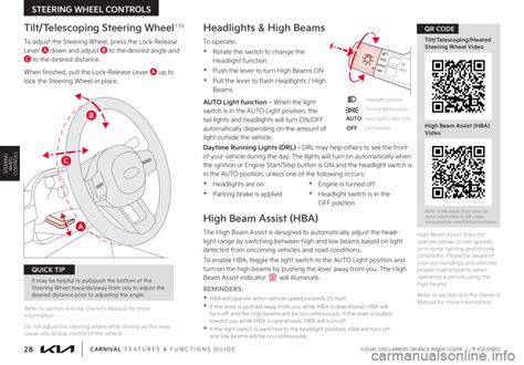 Kia Carnival Features And Functions Guide Pages