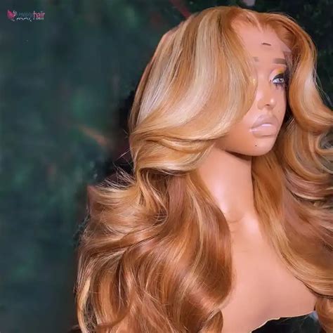 Ombre Highlight Honey Blonde Body Wave Wig Pre Plucked Glueless Lace