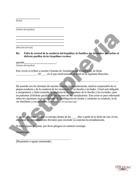 Tampa Florida Carta del propietario al inquilino como notificación al