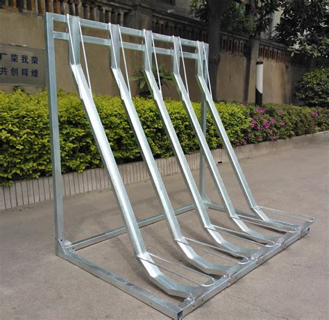 Galvanized Semi Vertical Bicycle Storage Bike Stand Parking Rack