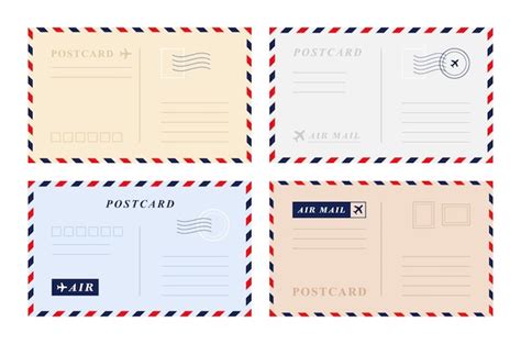 Premium Vector Vintage Retro Postcard Template Set Air Mail Envelope