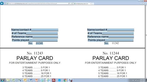 Free Printable Parlay Cards Free Printable