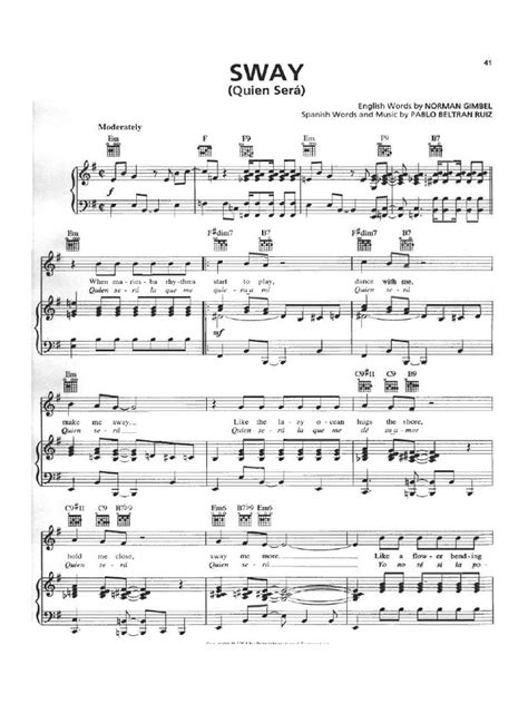 Sway Michael Buble Piano Sheet Music Pdf - Backstage