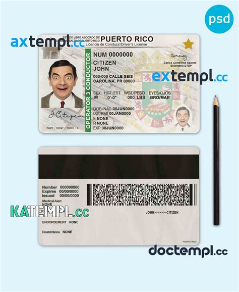 Sample Puerto Rico Driving License Template In Psd Format Fully Editable Download By Axttempl