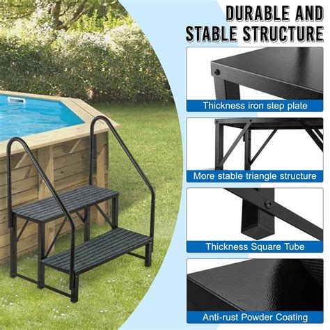 Fumingpal Rv Steps With Handrail Hot Tub Steps Step Heavy Duty Steel