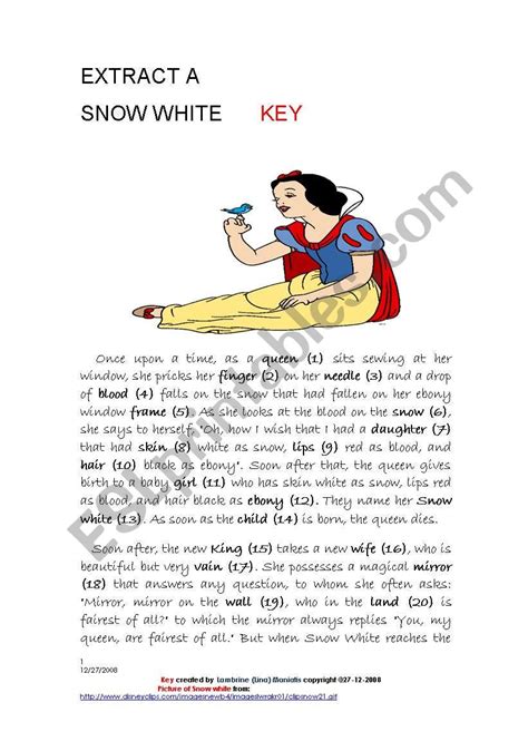 Snow White Esl Worksheet By Linam