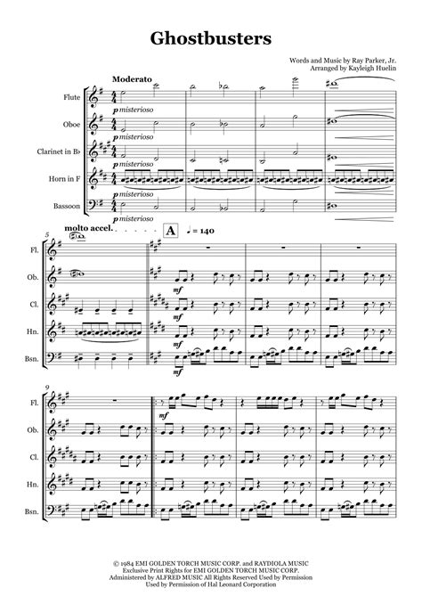 Ghostbusters Arr Kayleigh Huelin By Ray Parker Jr Sheet Music For Woodwind Ensemble At