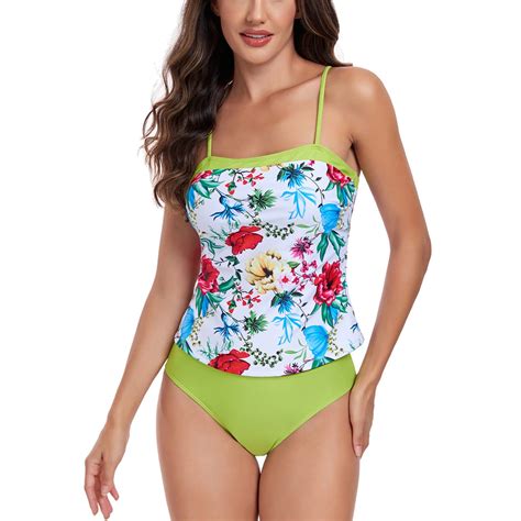 Summer Savings Sentuca Womens Tankinis Two Piece Swimsuits Floral Print