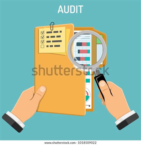 Auditing Tax Accounting Concept Auditor Holds Magnifying Glass Hand