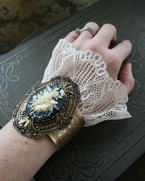 Victorian Fantasy Cuff Bracelet Cameo Jewelry Rose Jewelry Flower