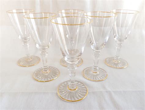 Serie Di 6 Bicchieri Da Vino O Da Porto In Cristallo Forma Baccarat