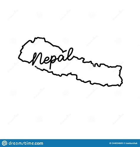 Nepal Outline Map State Shape Country Borders Vector Illustration