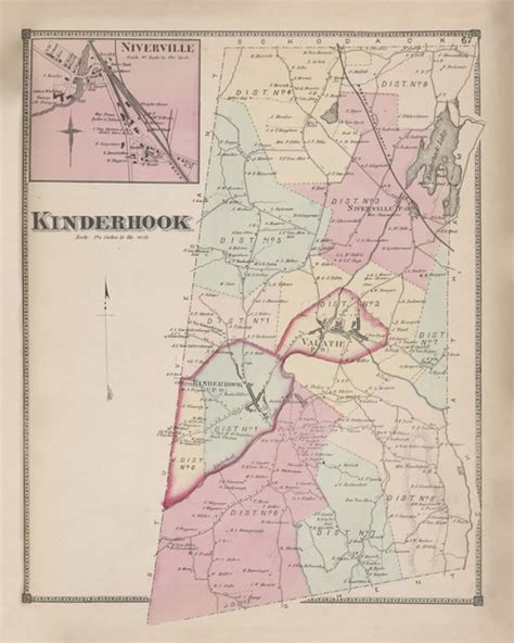 Kinderhook New York 1873 Old Town Map Reprint Columbia Co Atlas