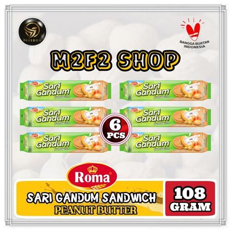 Roma Biskuit Sari Gandum Sandwich Peanut Butter 108 Gr Kemasan Pack