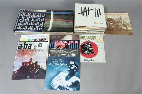 Samling LP Plader Bla Kim Larsen Elton John Beatles Lauritz