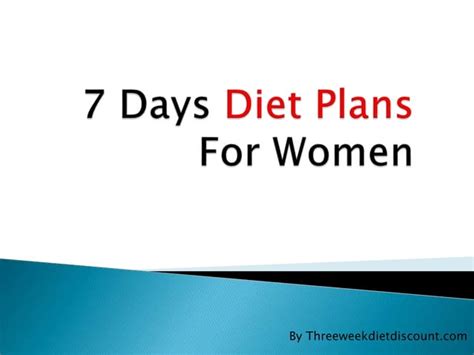 7 Days Diet Plans For Women Ppt