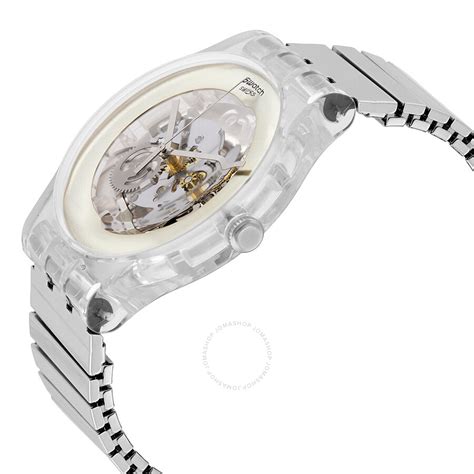 Swatch Originals Silver Skeleton Dial Stainless Steel Mens Watch