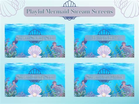 Animated 4x Playful Mermaid Stream Screens For Twitch Youtube Discord Underwater Screens