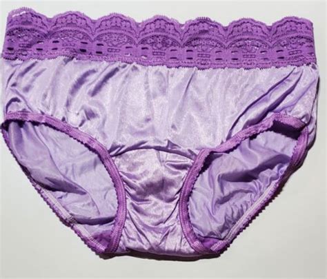 Shadowline Nylon Bikini Sissy Panty Lace Slippery M Purple Secret