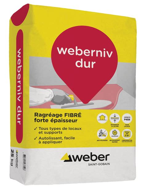 WEBER Enduit de ragréage fibré weberniv dur gris sac de 25 kg